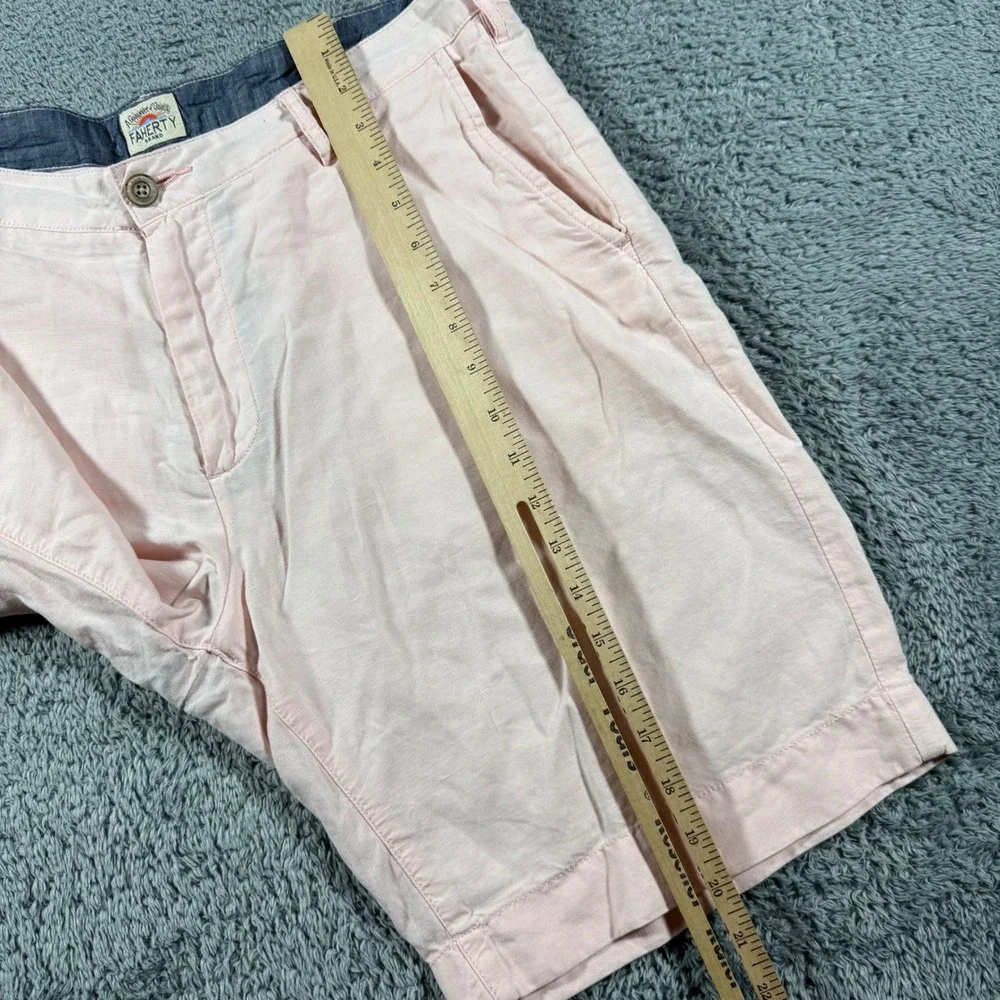 Faherty Linen Blend Chino Shorts Mens 34 Pink Casual 9